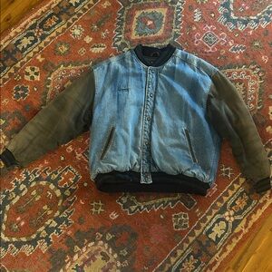 Denim and green Bomber Jacket